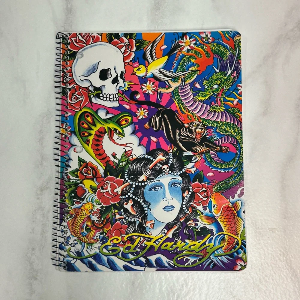Vintage Lisa Frank x Ed Hardy Tattoo Art Spiral Notebook